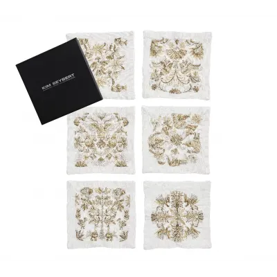 Otomi Gold/Silver Cocktail Napkins, Set of Six