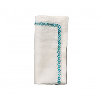 Jardin White/Turquoise Napkin