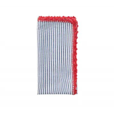 Seersucker Navy/Red Napkin