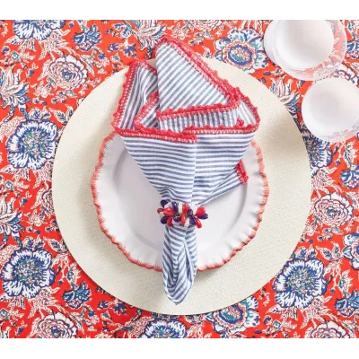 Seersucker Navy/Red Napkin