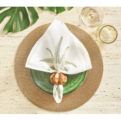 Palm Coast White/Green/Gold Napkin