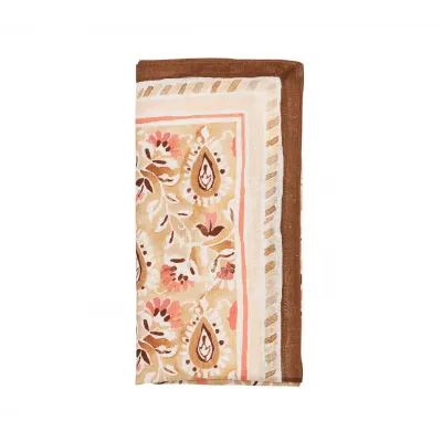 Mira Brown & Coral Napkin Set of 4