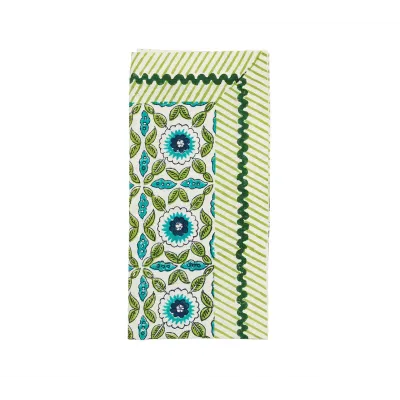 Majorelle White, Blue & Green Napkin Set of 4