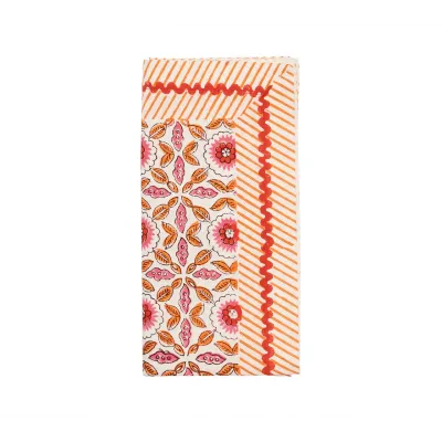 Majorelle White, Pink & Orange Napkin Set of 4