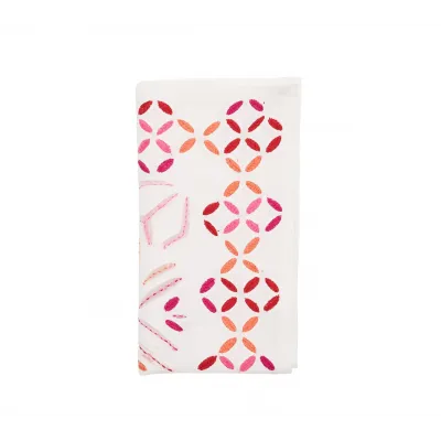 Malta White, Pink & Orange Napkin Set of 4