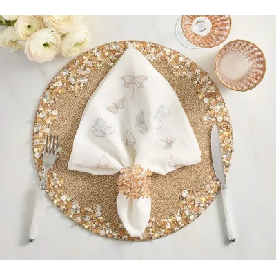 Monarch Garden White & Iridescent Napkin Set of 4
