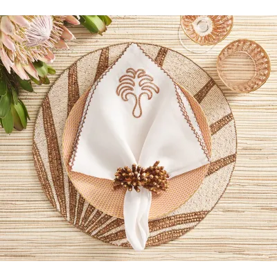 Royal Palm White & Brown Napkin Set of 4