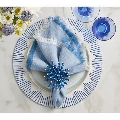Chambray Fringe Blue Napkin Set of 4