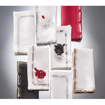 Harmonie White/Gold/Silver Napkins Set of 4
