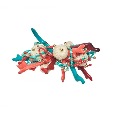 Coral Spray Napkin Ring in Natural, Coral & Turquoise