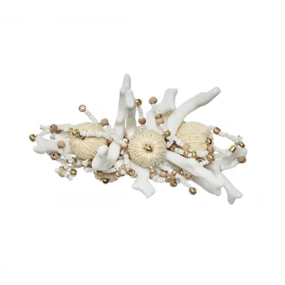 Coral Spray Napkin Ring in White & Natural