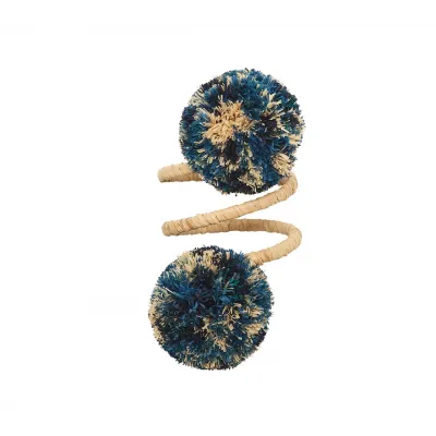 Casbah Natural & Blue Napkin Ring Set of 4
