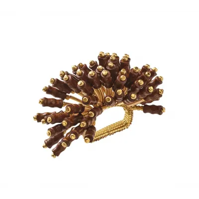 Royal Palm Brown & Gold Napkin Ring Set of 4