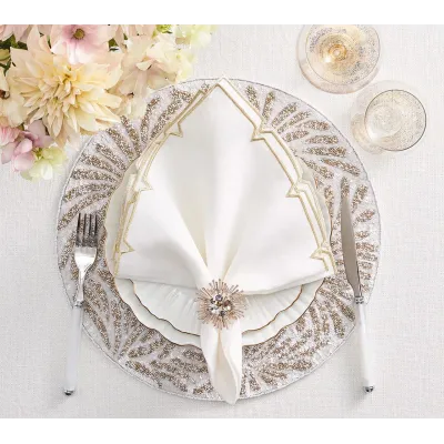 Fireworks Placemat in White, Gold & Silver