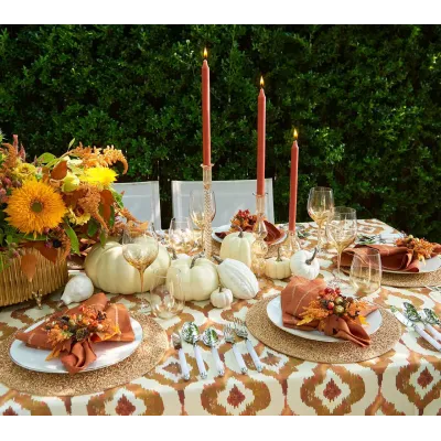 Watercolor Ikat 54 x 110 Rust Tablecloth