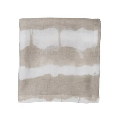 Watercolor Stripe 54" x 100" White/Natural Tablecloth