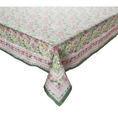 Mira 54" x 100" Green/Pink Tablecloth