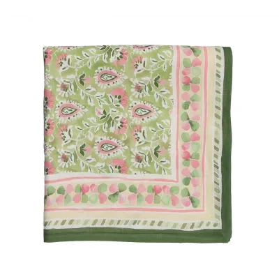 Mira 54" x 100" Green/Pink Tablecloth