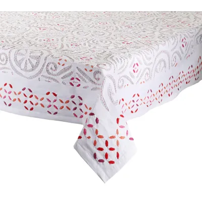 Malta White, Pink & Orange Tablecloth