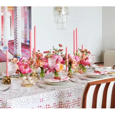 Malta White, Pink & Orange Tablecloth