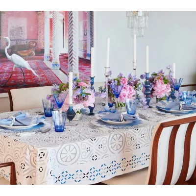 Malta White & Blue Tablecloth