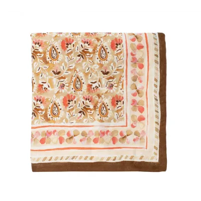 Mira Brown & Coral Tablecloth