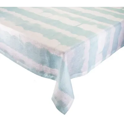 Watercolor Stripe White & Seafoam Table Linens