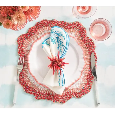 Watercolor Stripe White & Seafoam Table Linens