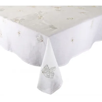 Monarch Garden White & Iridescent Tablecloth