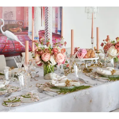 Monarch Garden White & Iridescent Tablecloth