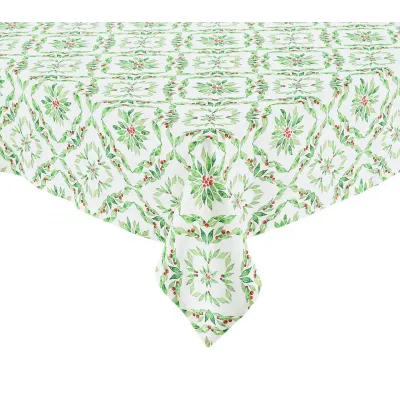 Laurel 54 x 110 White/Green Tablecloth