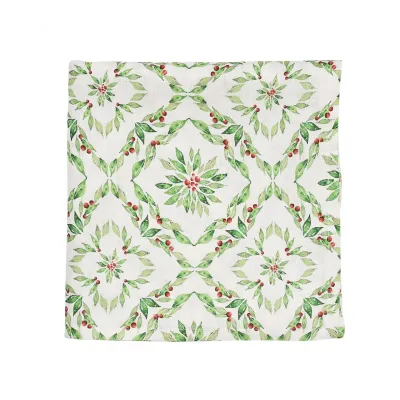 Laurel 54 x 110 White/Green Tablecloth