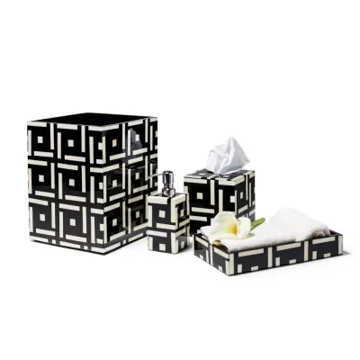 Bone Domino Black Tissue Box 5.9" x 5.9" x 6.0"