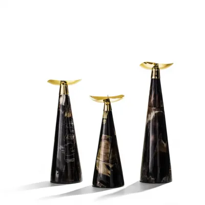 Horn Veneer Trio Candle Holder 13.8'' X 3.9'' X 5.9''