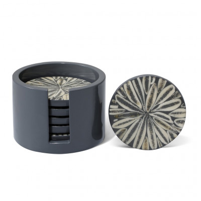 Gray Almendro Coaster Set 4.7" X 4.7" X 3.1"