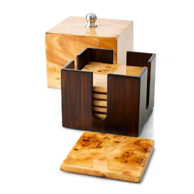 Burl Luxe Box Set Coaster Set 6.1'' X 6.1'' X 5.7''