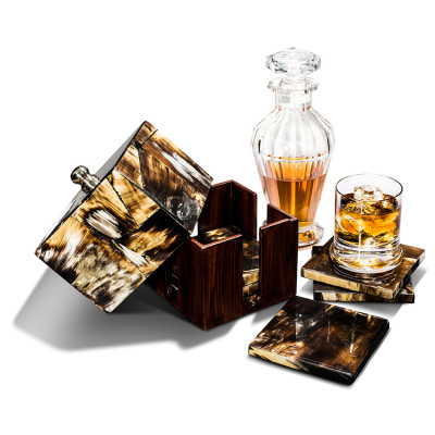 Horn Luxe Box Set Coaster Set 6.1'' X 6.1'' X 5.7''