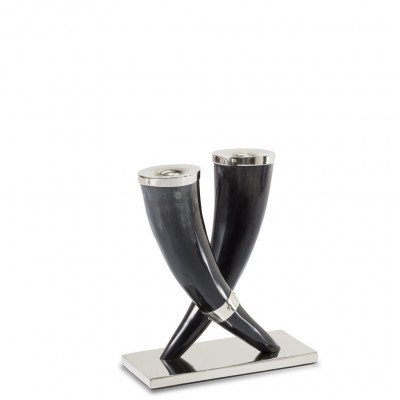 Dark Horn Silver Candle Holder 8.7'' X 3.9'' X 8.7''