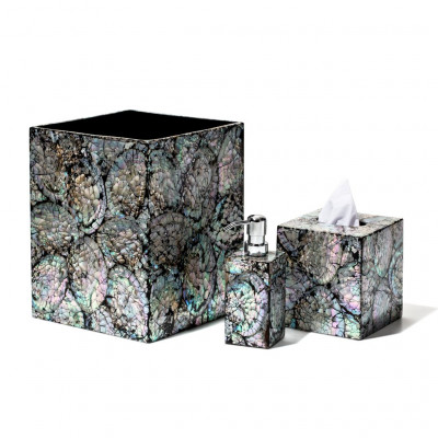 Mother of Pearl Black Tissue Box 5.9" x 5.9" x 6.0"