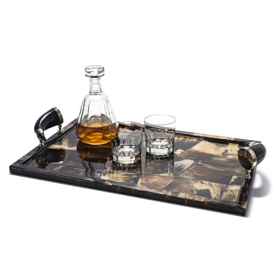 Horn Veneer Serving Tray 23.6" X 15.7" X 3.5"