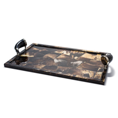 Horn Veneer Serving Tray 23.6" X 15.7" X 3.5"