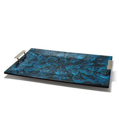 Mother of Pearl Blue Serving Tray 20.5'' X 14.2'' X 3.3''