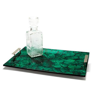 Mother of Pearl Green Serving Tray 20.5'' X 14.2'' X 3.3''