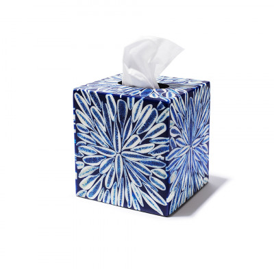 Blue Almendro Tissue Box 5.9" x 5.9" x 6.0"