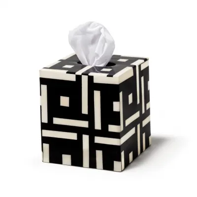 Bone Domino Black Tissue Box 5.9" x 5.9" x 6.0"