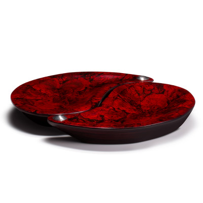 Mother of Pearl Red Yin-Yang Set 10.6'' X 5.5'' X 1.4''