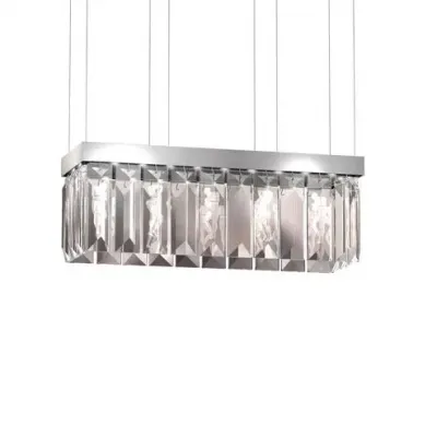 Serene 26 Prisms Chandelier, Rectangualr - Clear Cristal, Nickel (Plated) Finish