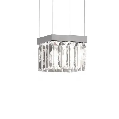Serene 16 Prisms Chandelier, Square - Clear Cristal, Nickel (Plated) Finish