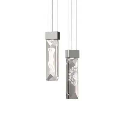 SERENE SIMPLE PRISM FIGURINES CEILING LAMP - CLEAR CRISTAL, NICKEL (PLATED) FINISH