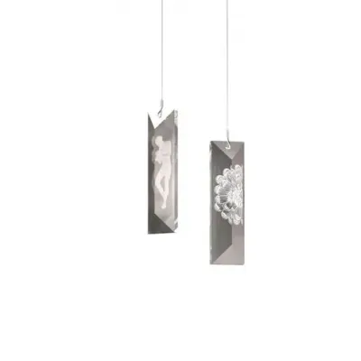 SERENE SIMPLE PRISM DAHLIA CEILING LAMP - CLEAR CRISTAL, NICKEL (PLATED) FINISH